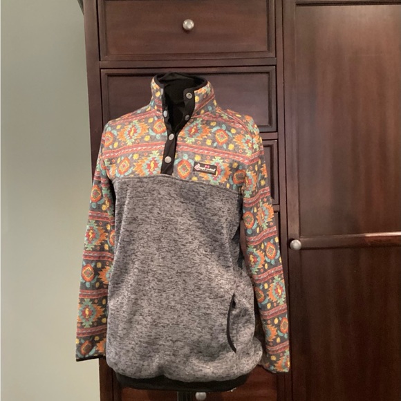 Simply Southern Fleece Pullover Women's Aztec Large Snap-T Lined Knit w/ Pockets - Picture 3 of 8